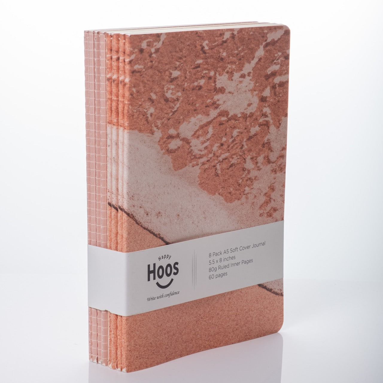 Notebook with a marble pattern on a white background