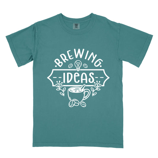 Blue Spruce colored Vintage Heavyweight 100% Cotton with "Brewing Ideas" Design
