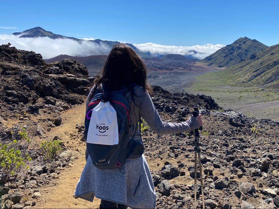 cris with happy hoos bag in haleakala