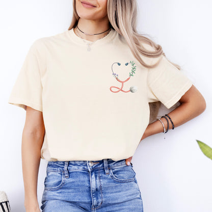 Floral Stethoscope Nurse Tee | Cute Nurse Gift Shirt