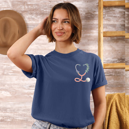 Floral Stethoscope Nurse Tee | Cute Nurse Gift Shirt