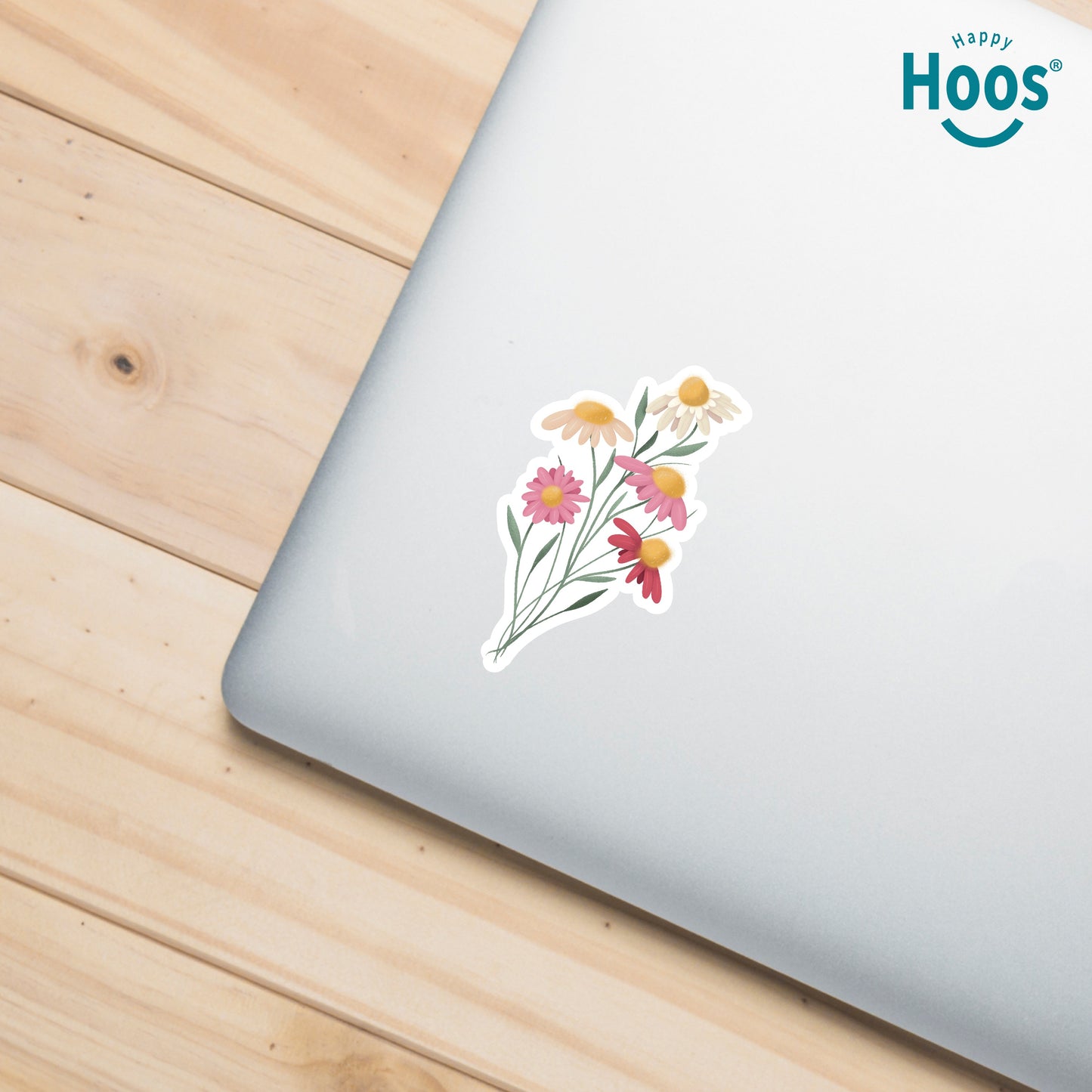 Spring Floral Sticker Pack, 4 Waterproof Vinyl Stickers
