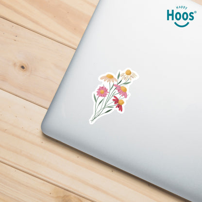 Spring Floral Sticker Pack, 4 Waterproof Vinyl Stickers