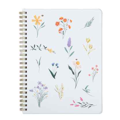 Spring Bloom Floral Lined Spiral Notebook – Wildflower Cover (Gold Foil)