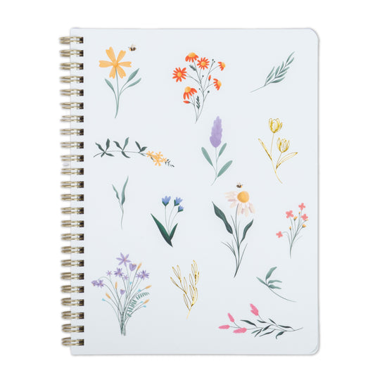 Spring Bloom Floral Lined Spiral Notebook – Wildflower Cover (Gold Foil)