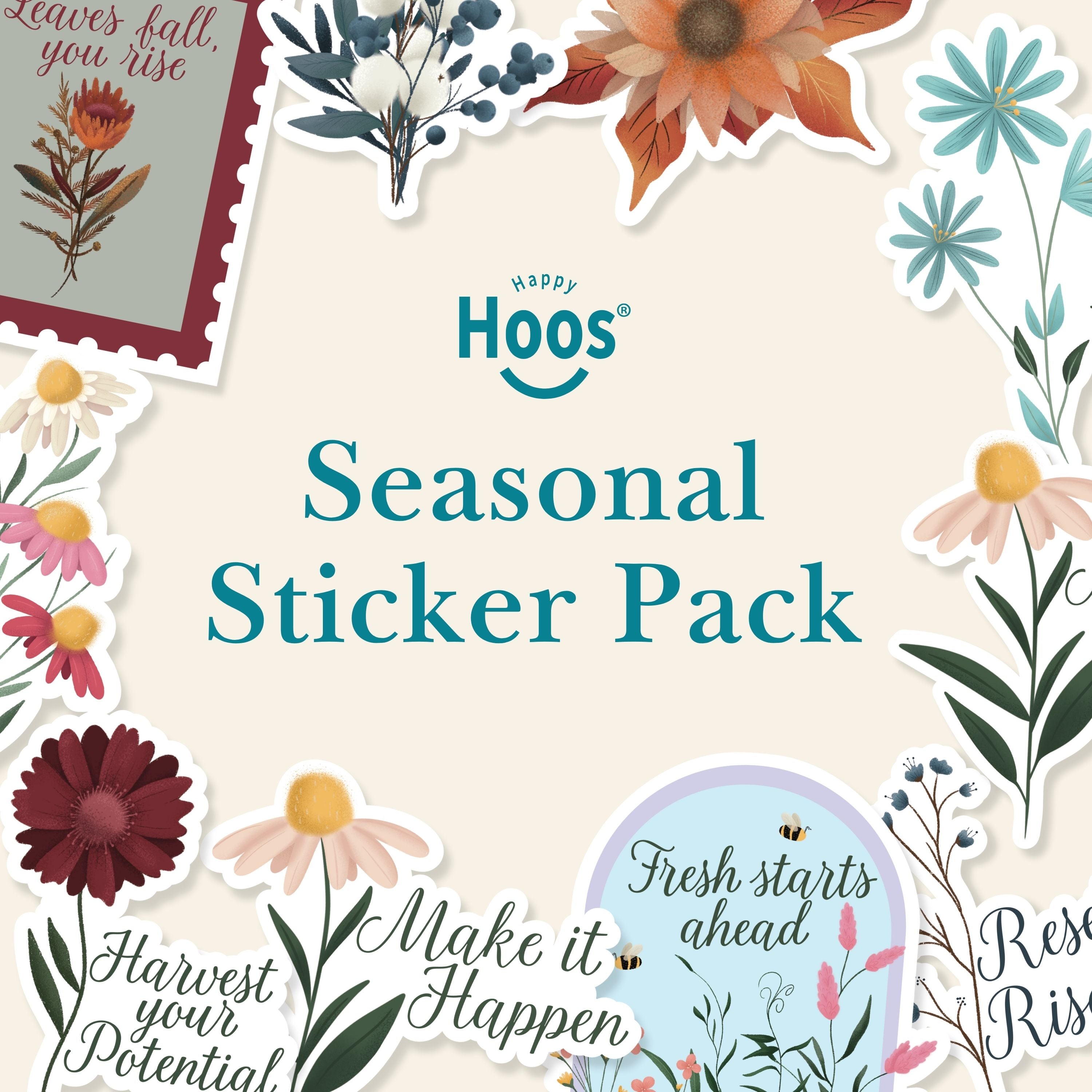 Spring Season Sticker Seasonal Sticker Pack (17) Waterproof Matte Vinyl Stickers |Happy Hoos
