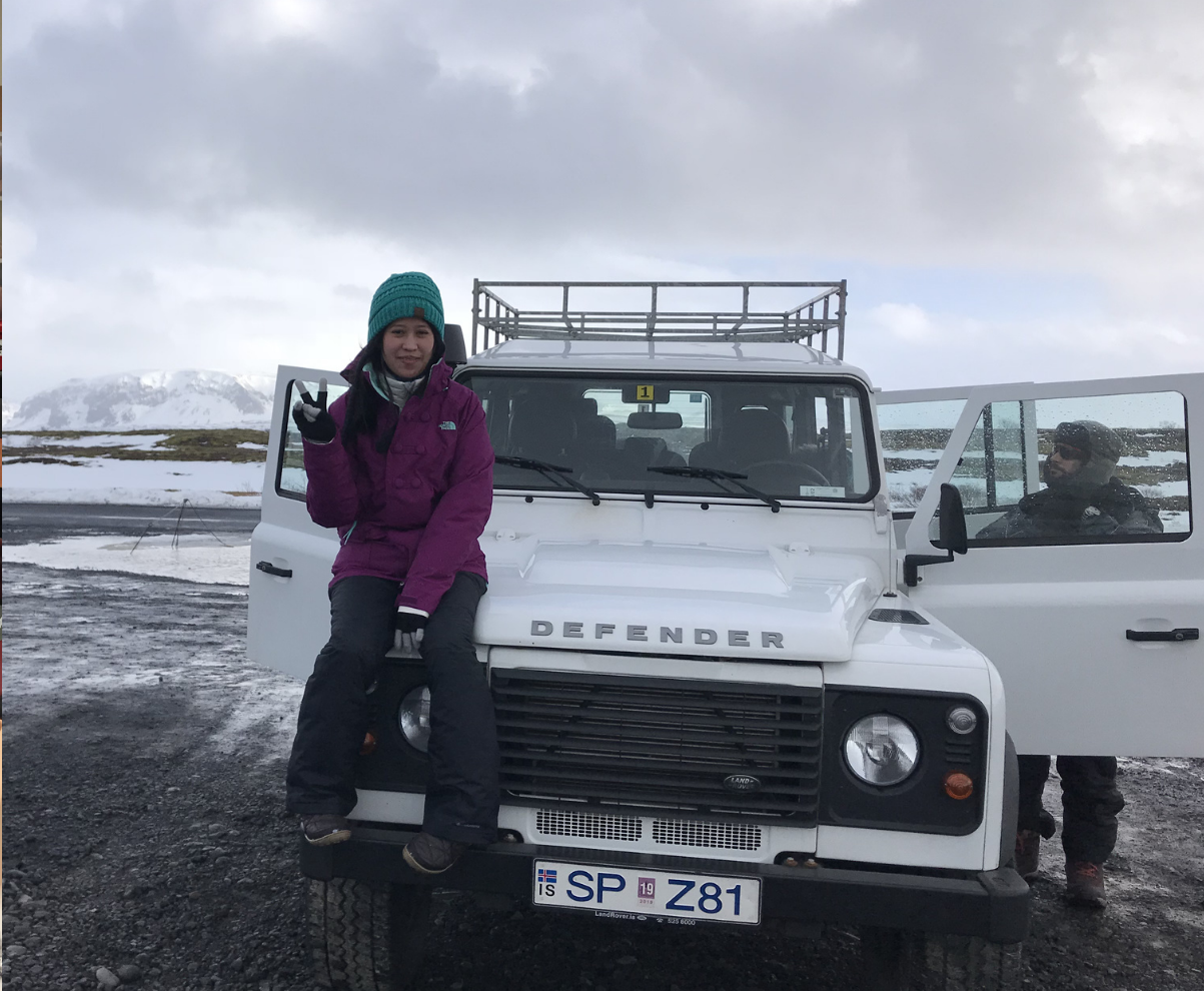  Cris in iceland sitting on a car