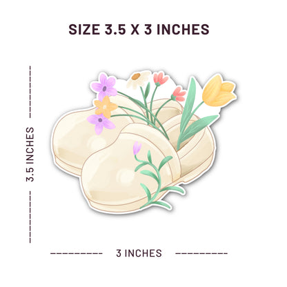 Floral Nurse Clogs waterproof vinyl sticker featuring cream nursing shoes filled with colorful spring flowers for nurses and healthcare workers. Sticker measured at 3.5 x3 inches